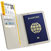 Satechi FindAll Vegan-Leather RFID Passport Cover with Apple find my & Qi Charging - Sand