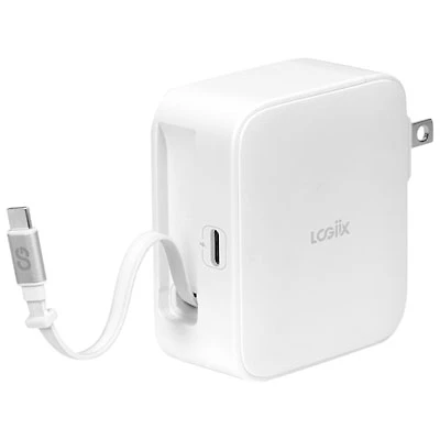 LOGiiX Power Plus Connect 45W USB-C Wall Charger with Built-In Cable - White