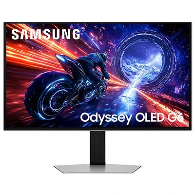 Open Box - Samsung Odyssey G6 27" WQHD 500Hz 0.03ms GTG OLED FreeSync Gaming Monitor (LS27FG600SNXZA) - Silver