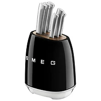 Smeg Stainless Steel 6-Piece Knife Block Set (KBSF02BL) - Black