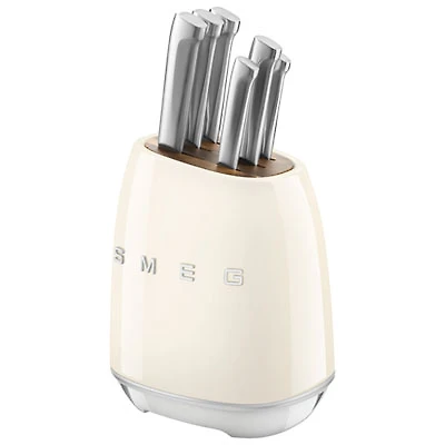 Smeg Stainless Steel 6-Piece Knife Block Set (KBSF02CR) - Cream