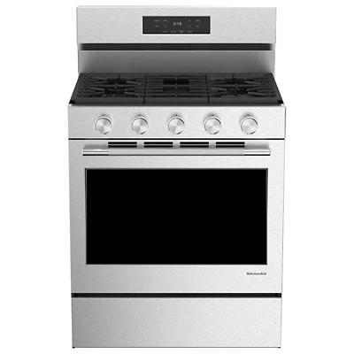 KitchenAid 30" 5.0 Cu. Ft. True Convection 5-Burner Free-Standing Gas Range (KFGS330TPS) - Stainless Steel