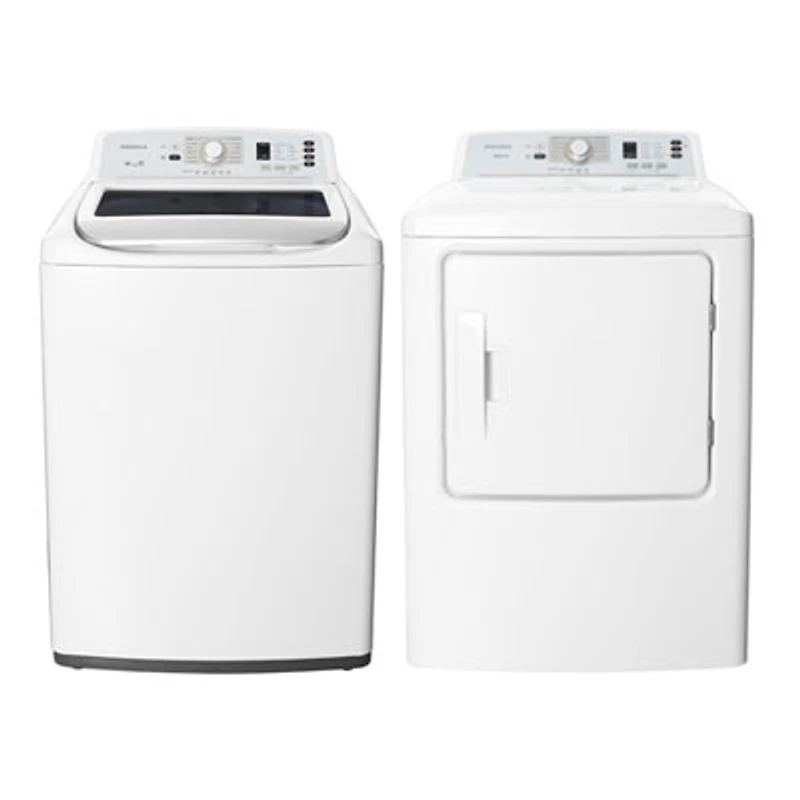 Insignia 4.7 Cu. Ft. Top Load Washer and 6.7 Cu. Ft. Front Load Electric Dryer- White