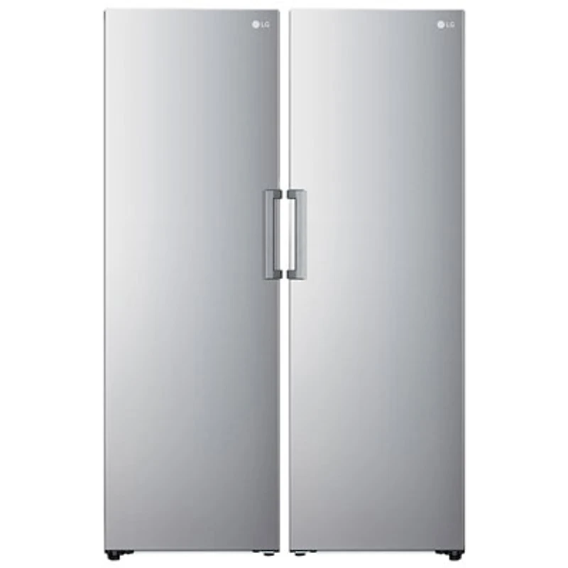 LG 24" 13.6 Cu. Ft. Column Refrigerator & 11.4 Cu. Ft. Column Freezer - Platinum Silver Steel