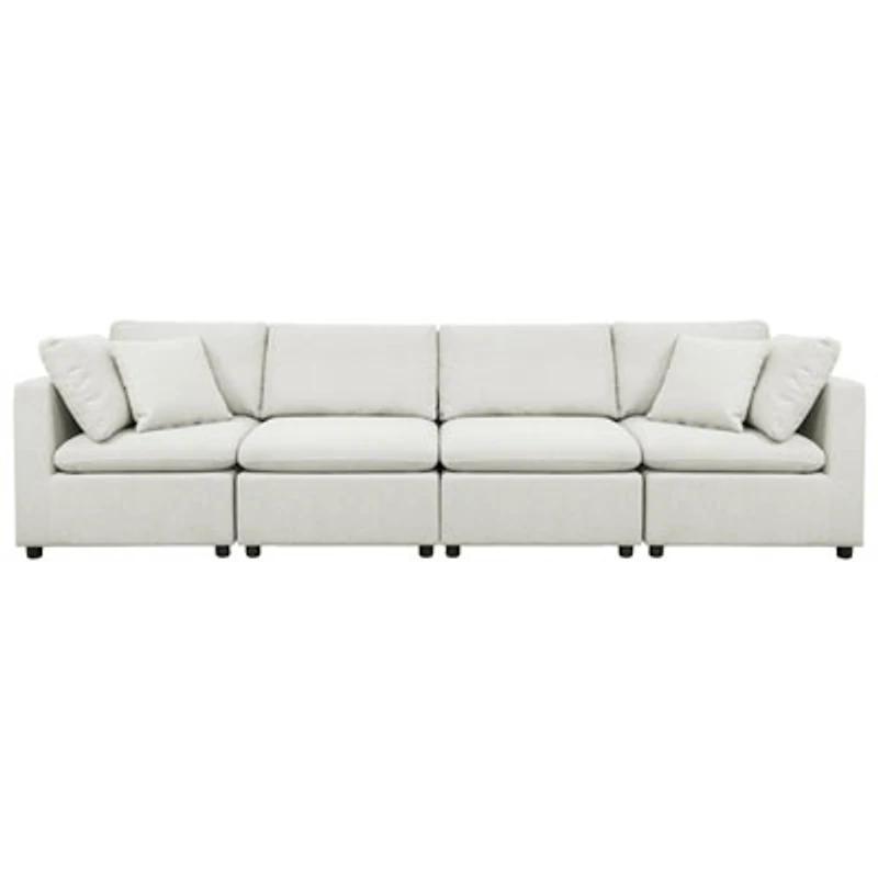 Billie 4-Piece Modular Transitional Polyester Sectional Sofa Sets - Light Grey