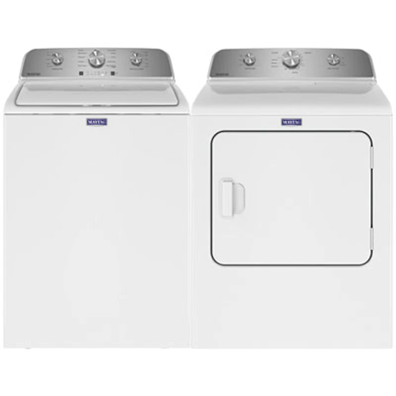 Maytag 5.2 Cu. Ft. High Efficiency Agitator Top Load Washer & 7.0 Cu. Ft. Electric Dryer - White