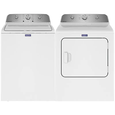 Maytag 5.2 Cu. Ft. High Efficiency Agitator Top Load Washer & 7.0 Cu. Ft. Electric Dryer - White