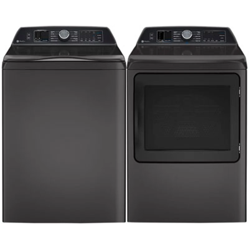 GE Profile 6.2 Cu. Ft. High Efficiency Top Load Washer & 7.4 Cu. Ft. Electric Steam Dryer - Diamond Grey
