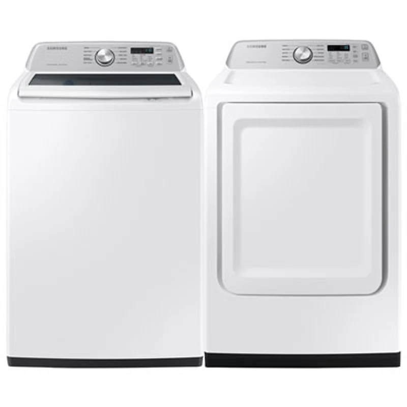 Samsung 5.3 Cu. Ft. Top Load Washer & Smart Electric Dryer - White