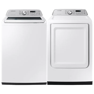 Samsung 5.3 Cu. Ft. Top Load Washer & Smart Electric Dryer - White