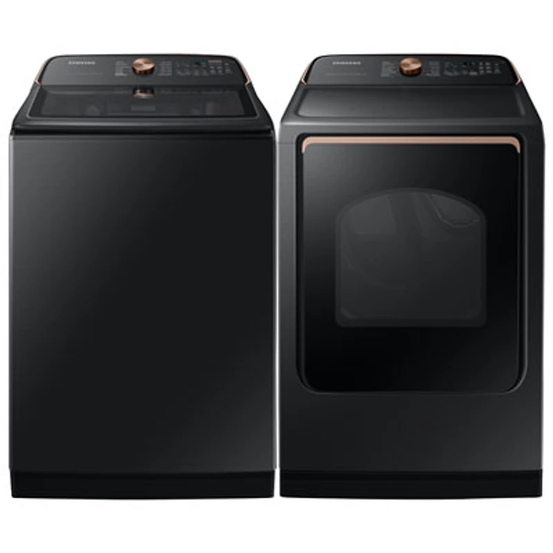 Samsung 6.2 Cu. Ft. Top Load Washer & Electric Steam Dryer - Brushed Black/Black