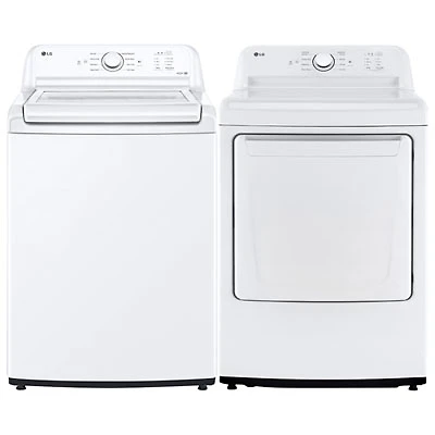 LG 4.8 Cu. Ft. High Efficiency Top Load Washer & Dryer - White