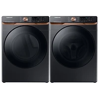 Samsung 5.8 Cu.Ft. Front Load Steam Washer & 7.5 Cu. Ft. Electric Steam Dryer - Black Stainless Steel