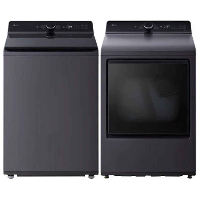 LG 6.1 Cu. Ft. High Efficiency Agitator Top Load Washer & 7.3 Cu. Ft. Rear Control Electric Dryer - Matte Black