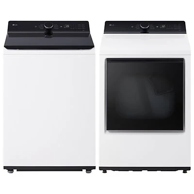 LG 6.3 Cu. Ft. High Efficiency Top Load Agitator Washer & 7.3 Cu. Ft. Electric Dryer - Alpine White