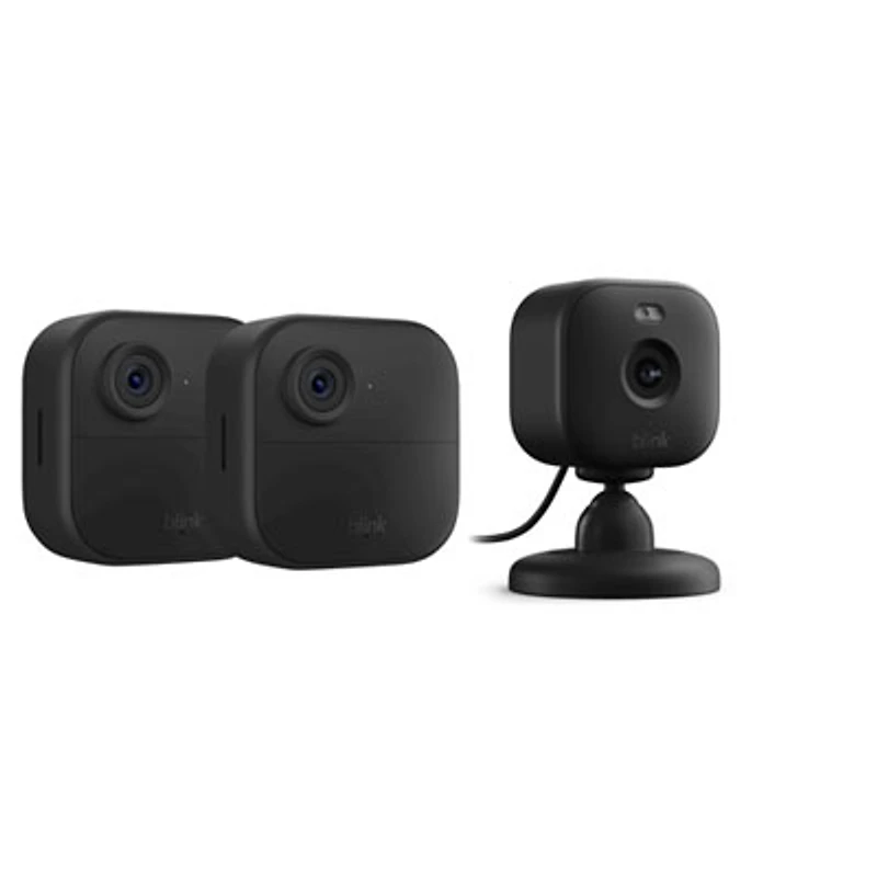 Blink Outdoor 4 Wire-Free IP Security Camera System - 2 Pack & Mini 2 Wi-Fi Indoor/Outdoor IP Camera -Black