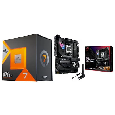 AMD Ryzen 7 7800X3D 8-Core 4.2GHz Processor w/ ASUS ROG Strix X870E-E Gaming Wi-Fi 7 AM5 DDR5 Motherboard