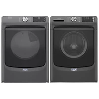 Maytag 7.3 Cu. Ft. Gas Steam Dryer & 5.5 Cu. Ft. Front Load Steam Washer- Volcano Black