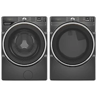 Whirlpool 5.0 Cu. Ft. Front Load Steam Washer & 7.4 Cu. Ft. Electric Steam Dryer- Volcano Black
