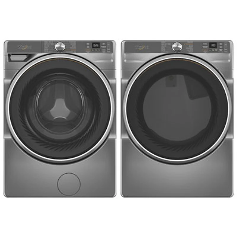 Whirlpool 5.0 Cu. Ft. Front Load Steam Washer & 7.4 Cu.Ft. Electric Steam Dryer- Radiant Silver