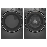 Whirlpool 7.4 Cu. Ft. Gas Steam Dryer & 4.5 Cu. Ft. Front Load Steam Washer- Volcano Black