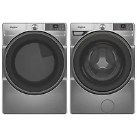 Whirlpool 7.4 Cu. Ft. Gas Steam Dryer & 4.5 Cu. Ft. Front Load Steam Washer- Radiant Silver