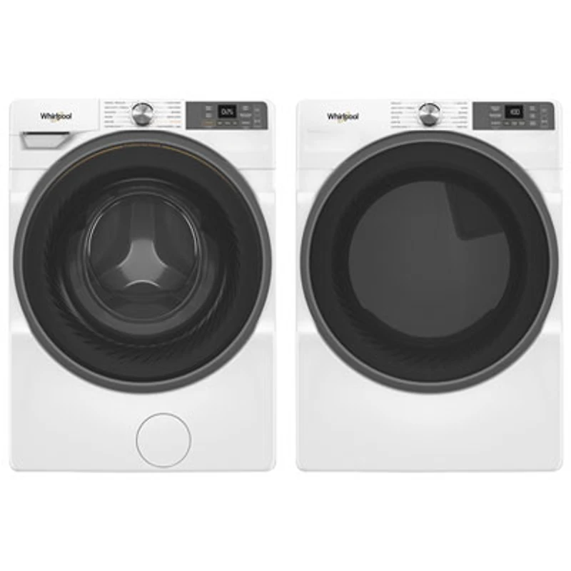 Whirlpool 4.5 Cu. Ft. Front Load Steam Washer & 7.4 Cu. Ft. Electric Steam Dryer- White