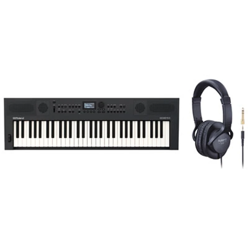 Roland GO:KEYS 5 61-Key Music Creation Keyboard & RH-5 On-Ear Monitor Headphones - Graphite