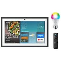 Amazon Echo Show 15 (2nd Gen) Smart Display & GE Cync A19 Smart LED Light Bulb - Multi-Colour