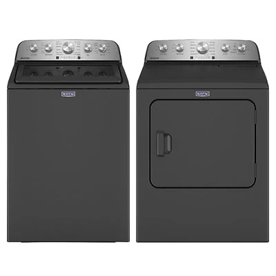 Maytag 5.5 Cu. Ft. High Efficiency Top Load Washer & 7.0 Cu. Ft. Electric Steam Dryer - Volcano Black