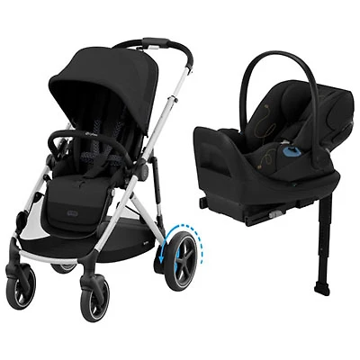 Cybex e-Gazelle S Electric Convertible Stroller & Cloud G Rear-Facing Infant Car Seat - Moon Black
