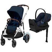 Cybex e-Gazelle S Electric Stroller with Cloud G Rear-Facing Infant Car Seat - Ocean Blue