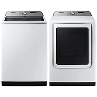 Samsung 6.0 Cu. Ft. High Efficiency Agitator Top Load Washer & 7.4 Cu. Ft. Electric Steam Dryer - White