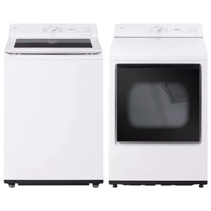 LG 5.8 Cu. Ft. High Efficiency Top Load Impeller Washer & 7.3 Cu. Ft. Sensor Dry Electric Dryer - Alpine White
