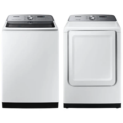 Samsung 6.0 Cu. Ft. High Efficiency Top Load Washer & 7.4 Cu. Ft. Electric Dryer - White