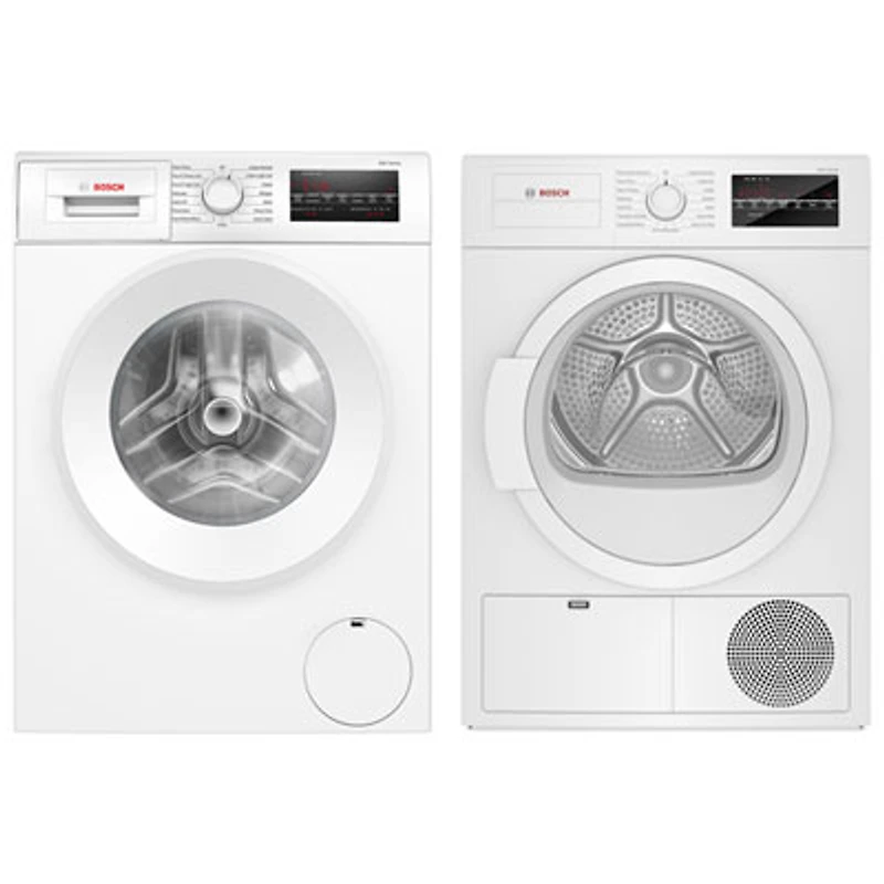 Bosch 300 Series 2.2 Cu. Ft. HE Compact Front Load Washer & 4.0 Cu. Ft. Electric Condenser Dryer - White