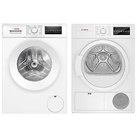 Bosch 300 Series 2.2 Cu. Ft. HE Compact Front Load Washer & 4.0 Cu. Ft. Electric Condenser Dryer - White