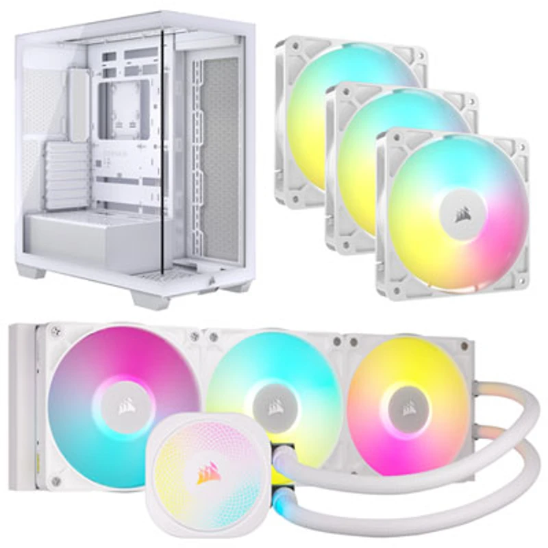 Corsair iCUE LINK Titan RX RGB 360mm Liquid CPU Cooling System w/ ATX Computer Case & Triple Case Fan Kit