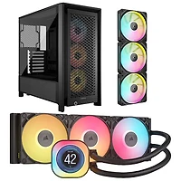 Corsair iCUE Link Titan RX LCD 360mm Liquid CPU Cooler w/ Triple Fans Starter Kit & ATX Computer Case - Black