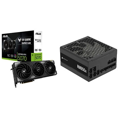 ASUS TUF Gaming GeForce RTX 5070 OC 12GB GDDR7 Video Card & Corsair RMx 850-Watt ATX Power Supply