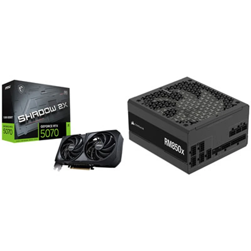 MSI GeForce RTX 5070 Shadow 2X OC 12GB GDDR7 Video Card & Corsair RMx 850-Watt ATX Power Supply