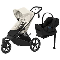 Cybex AVI Spin Jogging Stroller with Cloud G Rear-Facing Infant Car Seat - Seashell Beige/Moon Black