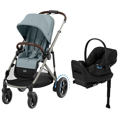 Cybex e-Gazelle S Electric Convertible Stroller with Cloud G Rear-Facing Infant Car Seat - Stormy Blue/Moon Black