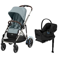 Cybex e-Gazelle S Electric Convertible Stroller with Cloud G Rear-Facing Infant Car Seat - Stormy Blue/Moon Black