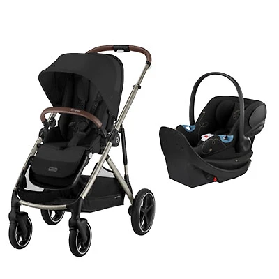 Cybex Gazelle S Full-Size Convertable Stroller with Cybex Aton G Swivel Rear-facing Infant Car Seat - Taupe/Moon Black