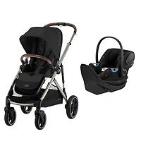 Cybex Gazelle S Full-Size Convertable Stroller with Cybex Aton G Swivel Rear-facing Infant Car Seat - Taupe/Moon Black