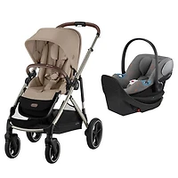 Cybex Gazelle S 2 Convertible Stroller with Aton G Swivel Rear-facing Infant Car Seat - Almond Beige/Laval Grey