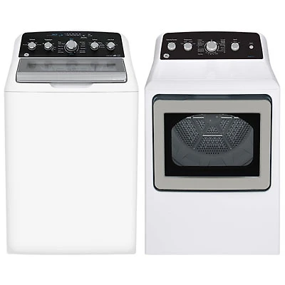 GE 4.9 Cu. Ft. Top Load Washer & 7.2 Cu. Ft. Gas Dryer7.2 Cu. Ft. Gas Dryer - White