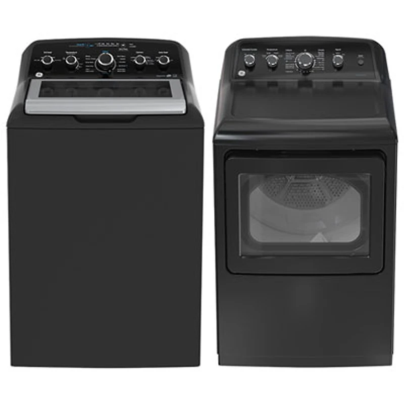 GE 4.9 Cu. Ft. Top Load Washer & 7.2 Cu. Ft. Electric Dryer - Diamond Grey