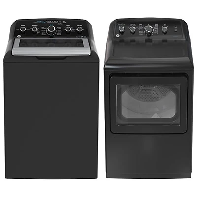 GE 4.9 Cu. Ft. Top Load Washer & 7.2 Cu. Ft. Electric Dryer - Diamond Grey